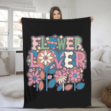 Discover Flower Lover Colorful Floral Design text Art Fleece Blankets