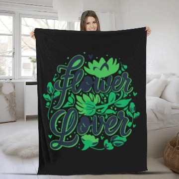 Discover Flower Lover Colorful Floral Design text Art Fleece Blankets