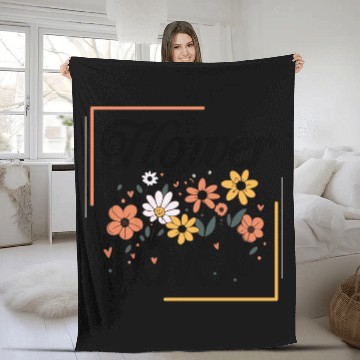 Discover Flower Lover Colorful Floral Design text Art Fleece Blankets