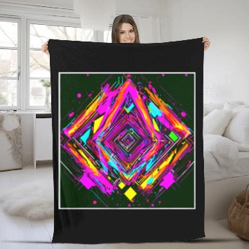 Discover Neon Colors Vintage Party Rave Fleece Blankets