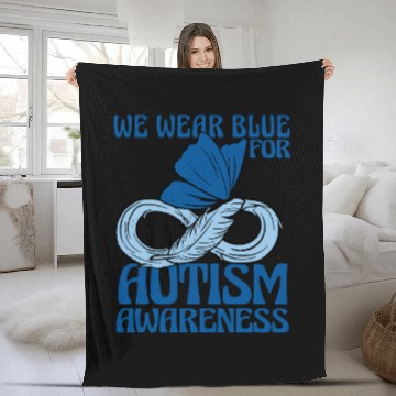 Discover We Wear Blue for Autism Awareness Support Advocacy Fleece Blankets