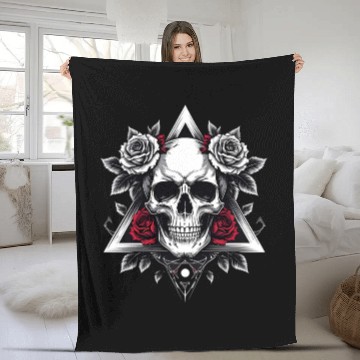 Discover Gothic Skull & Roses Aesthetic Fleece Blankets