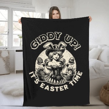 Discover Giddy Up It Is Easter Time! Western Cowgirl EASTER Fleece Blankets