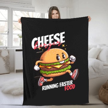 Discover Cheese burger running faster food Fleece Blankets