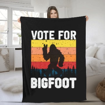 Discover Vote For Bigfoot Funny Retro Graphic Novelty Fleece Blankets