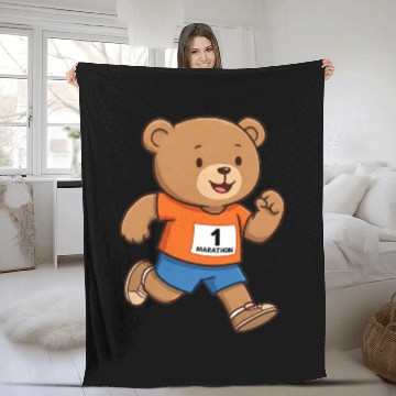 Discover Teddy bear marathon runner Fleece Blankets
