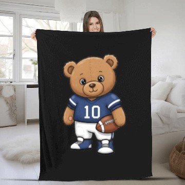 Discover Teddy bear football player Fleece Blankets