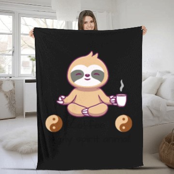 Discover Coffee Is My Spirit Animally Sloth Fleece Blankets