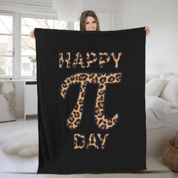 Discover Happy Pi Day Leopard Print Celebration with Math Fleece Blankets