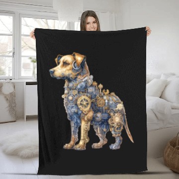 Discover Steampunk Fantasy Labrador Puppy Dog Fleece Blankets