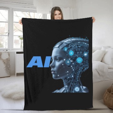 Discover Futuristic AI Cybernetic Human Design Fleece Blankets