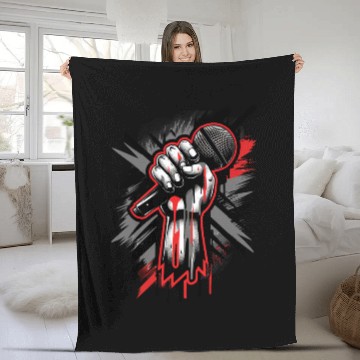 Discover Vintage Hip Hop Rapper Inspired Microphone Art Fleece Blankets