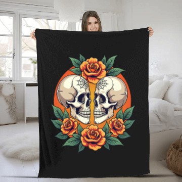 Discover Skulls & Flowers Dark Aesthetic Floral Fleece Blankets