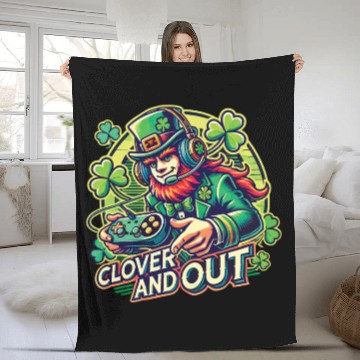 Discover Clover And Out St. Patricks Day Gaming Design Fleece Blankets