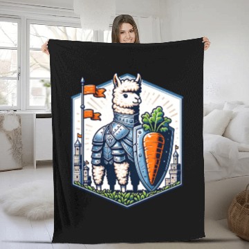 Discover Llama Knight With Carrot Shield Adventure Fleece Blankets