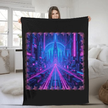 Discover Cyberpunk Dreamscape Fleece Blankets
