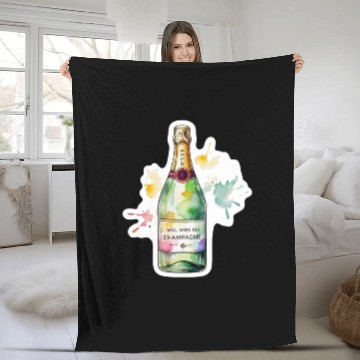 Discover Funny Will Work For Champagne Bubbly Wedding Bride Fleece Blankets