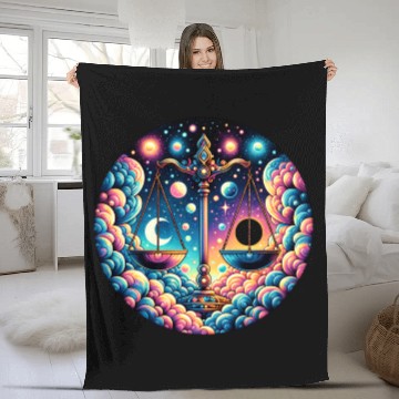 Discover Libra - Celestial Scales of Balance Fleece Blankets