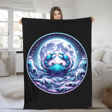 Discover Cancer - Lunar Crab of the Cosmos Fleece Blankets