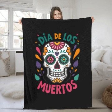 Discover Mexico Día de los Muertos Skull Fleece Blankets