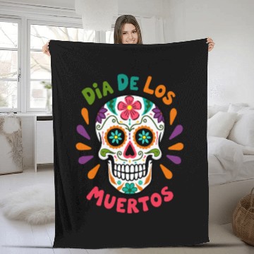 Discover Mexico Día de los Muertos Skull Fleece Blankets