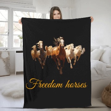 Discover Freedom Horses Fleece Blankets