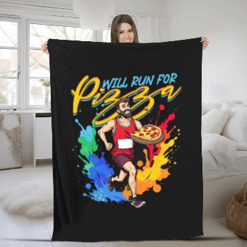 Discover Marathon Marathoner Will Run For Pizza Fleece Blankets