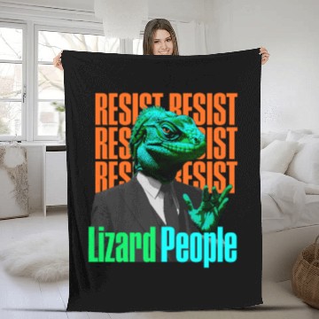 Discover Resist Reptilians Lizard People Fleece Blankets