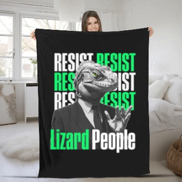 Discover Resist Reptilians Lizard People Fleece Blankets