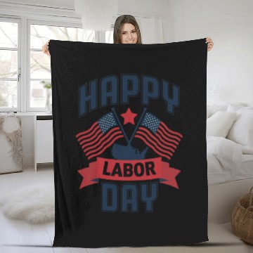 Discover Happy Labor Day For Women USA Flag Fleece Blankets
