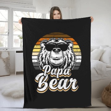 Discover Papa Bear Gay Pride Cool Bear Flag Retro Style Fleece Blankets