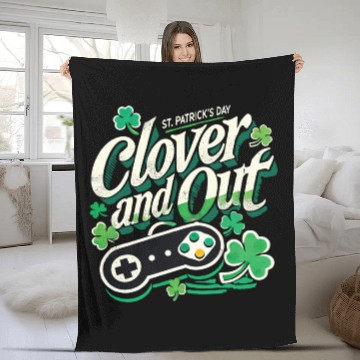 Discover St. Patrick's Day Retro Gaming Clover And Out Fleece Blankets
