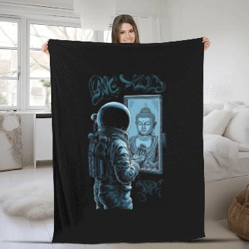 Discover Astronaut Buddha Fleece Blankets, Graffiti Street