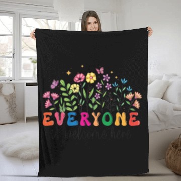 Discover Everyone Is Welcome Here Idaho Teacher Fleece Blankets