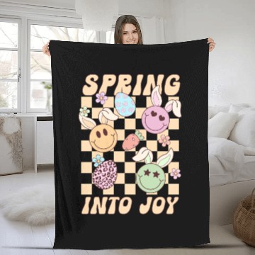 Discover Spring Into Joy Cute Easter Design for Kids Fleece Blankets