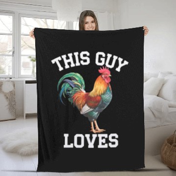 Discover This Guy Loves Cock Chicken Bird Funny Gay Fleece Blankets
