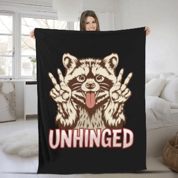 Discover Unhinged Raccoon Rock Hands – Funny Crazy Animal Fleece Blankets