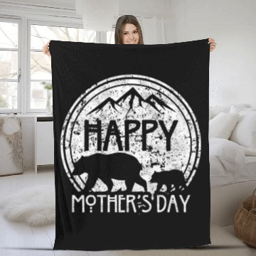 Discover Happy Mother's Day Mama Bear and Cub Fleece Blankets