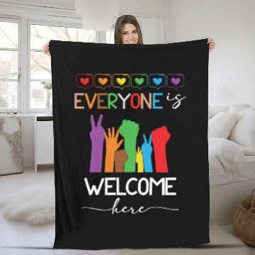 Discover Everyone Is Welcome Here Idaho Teacher Fleece Blankets