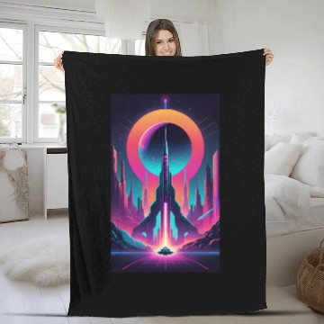 Discover Neon Horizon: The Future of Space Exploration Fleece Blankets