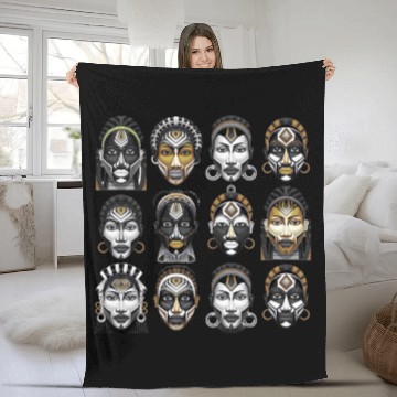 Discover African Tribal Art Fleece Blankets – Cultural Face Design