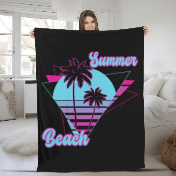 Discover Summer Palm Tree Beach Fleece Blankets