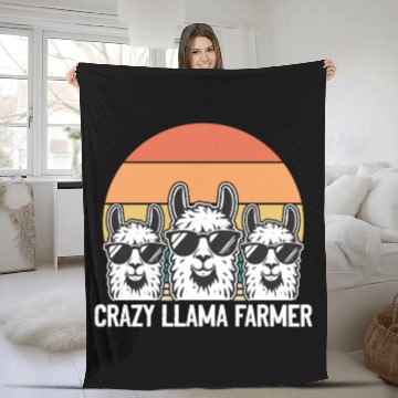 Discover Funny Alpaca Llama Farmer - Crazy Llama Farmer Fleece Blankets