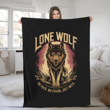 Discover Lone Wolf - No Pack, No Chains, Just Wild Fleece Blankets