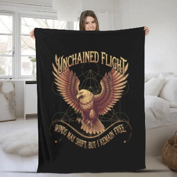 Discover Unchained Flight - Eagle & Metatron’s Cube Fleece Blankets