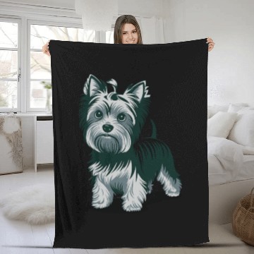 Discover Adorable Yorkshire Terrier Art for Dog Lovers Fleece Blankets