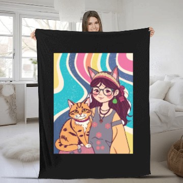 Discover CAT MOM Fleece Blankets