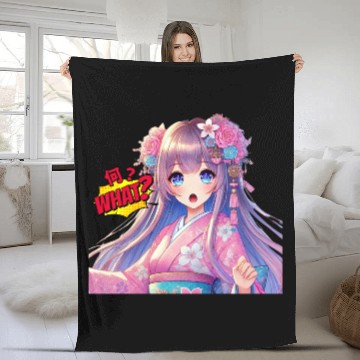 Discover Kawaii Kimono Girl Fleece Blankets