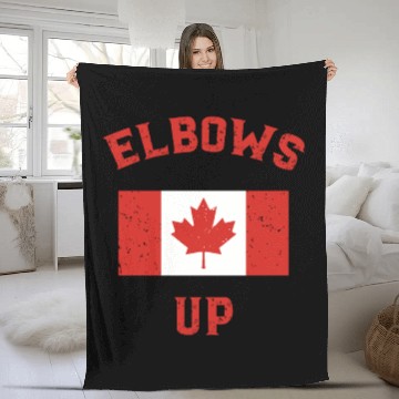 Discover Elbows Up Canada Vintage Anti Trump Tarriff Slogan Fleece Blankets