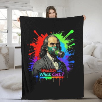 Discover "Rich But Breathless: Wealth's Toxic Price" Fleece Blankets